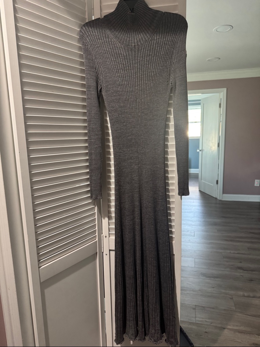Moncler Ribbed Turtleneck Maxi Dress - Charcoal